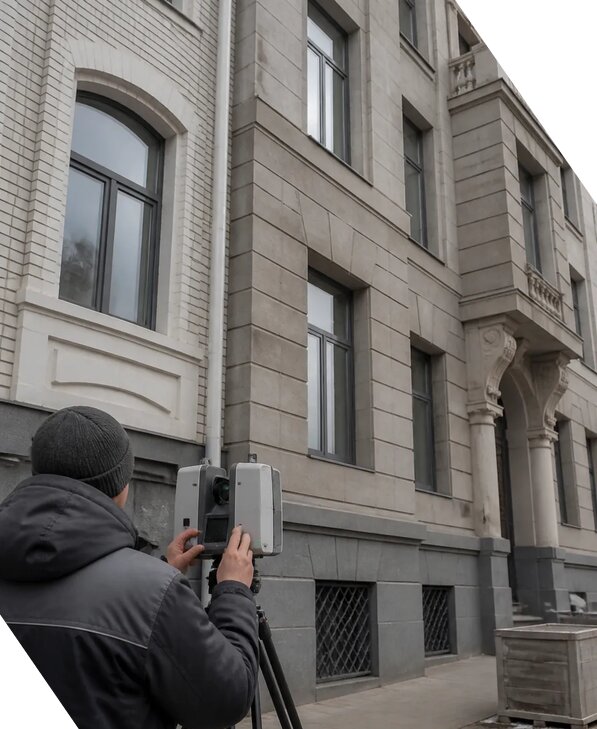Лазерное сканирование фасадов зданий для обследования в Ржеве